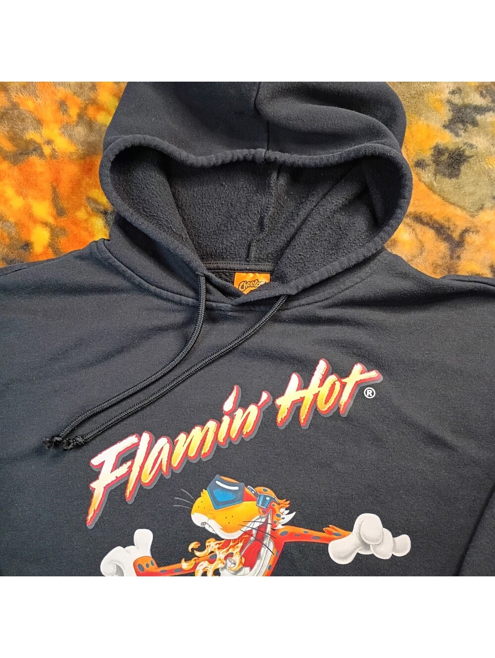 Mad Engine Cheetos Flamin' Hot Black Hoodie Sweatshirt Large